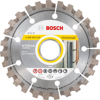 Bosch 115 mm açılı taşlama makineleri için üniversal elmas kesme diski.