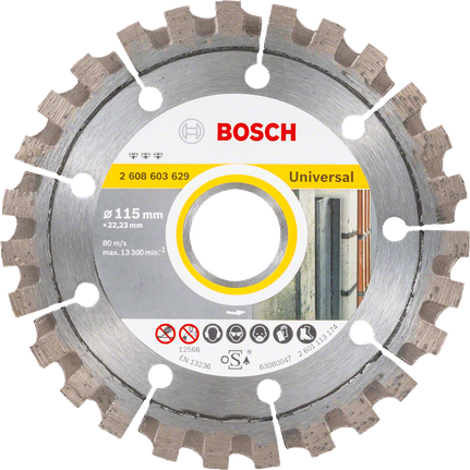 Bosch 115 mm açılı taşlama makineleri için üniversal elmas kesme diski.
