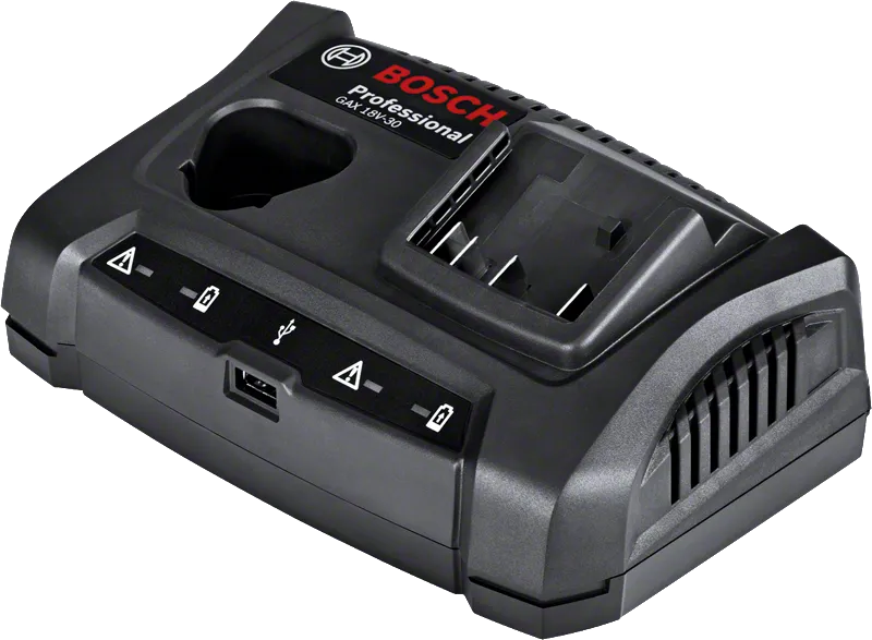Bosch GAX 18V-30 USB portlu çift bölmeli şarj cihazı.
