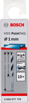 Bosch HSS PointTeQ 1 mm spiral matkap ucu paketi.