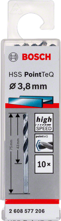 Bosch HSS PointTeQ 3.8mm spiral matkap ucu seti.