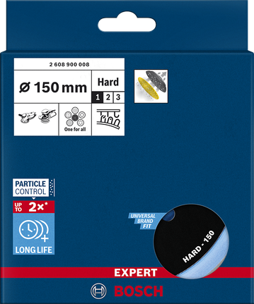 Bosch EXPERT Çok Delikli Zımpara Pedi 150 mm sert.