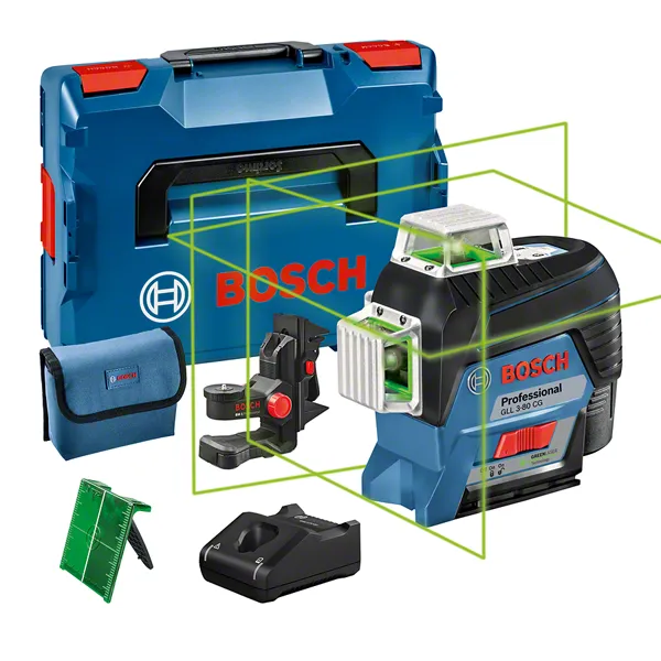 Bosch GLL 3-80 CG lazer tesviye aleti L-BOXX kiti ile birlikte.