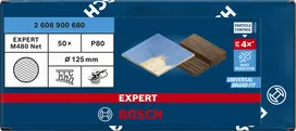 Bosch EXPERT M480 zımpara ağı 125mm P80, orbital zımpara makineleri için.