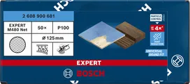 Bosch EXPERT M480 Zımpara Ağı 125mm P100, toz azaltma.