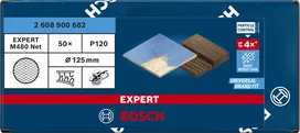 Bosch EXPERT M480 Zımpara Ağı 125 mm P120, toz azaltma için.