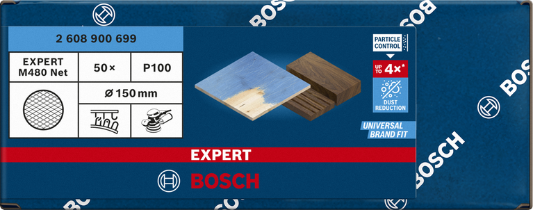 Bosch EXPERT M480 toz azaltıcı zımpara ağı 150mm P100.