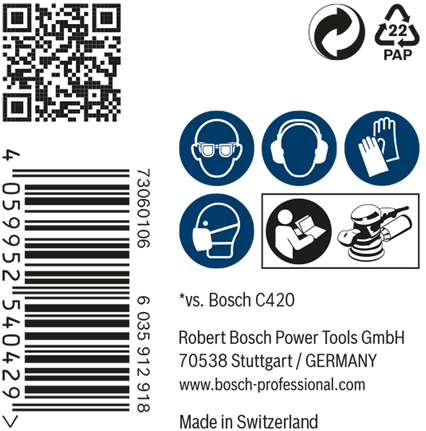 Bosch EXPERT M480 Zımpara Ağı 150 mm G240 güvenlik etiketi.