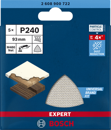 Bosch EXPERT M480 93mm P240 zımpara filesi 5'li paket.
