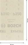 Bosch EXPERT M480 zımpara ağı 80x133 mm, 320 kum tanecik boyutu.