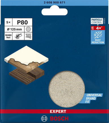 Bosch EXPERT M480 Toz Kontrolü İçin Zımpara Ağı 125 mm P80.