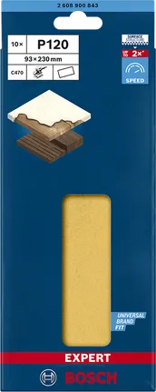 Bosch C470 93×230 mm P120 zımpara kağıdı 10'lu paket.