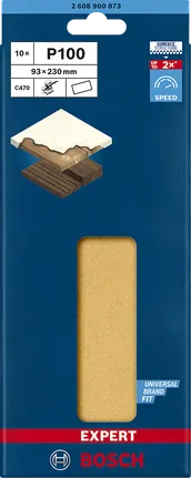 Bosch C470 zımpara kağıdı P100 93×230 mm 10'lu paket.