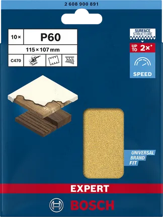 Bosch EXPERT C470 zımpara kağıdı 115×107 mm P60.