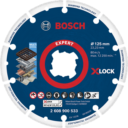 Çok amaçlı malzemeler için Bosch Expert X-LOCK elmas kesme diski.