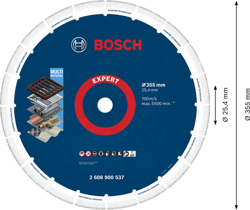 Bosch EXPERT Elmas Metal Taşlama Diski 355 mm çok amaçlı kesme diski.