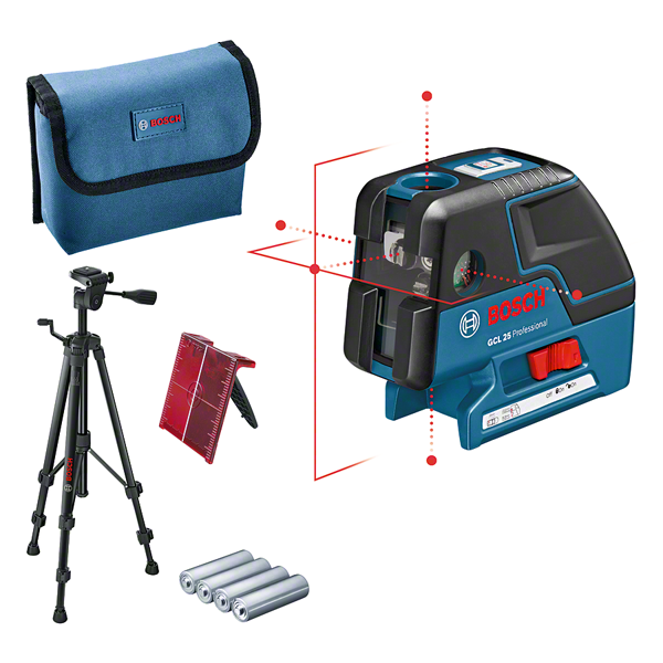 Bosch GCL 25 lazer tesviye aleti tripod ve çanta ile birlikte.