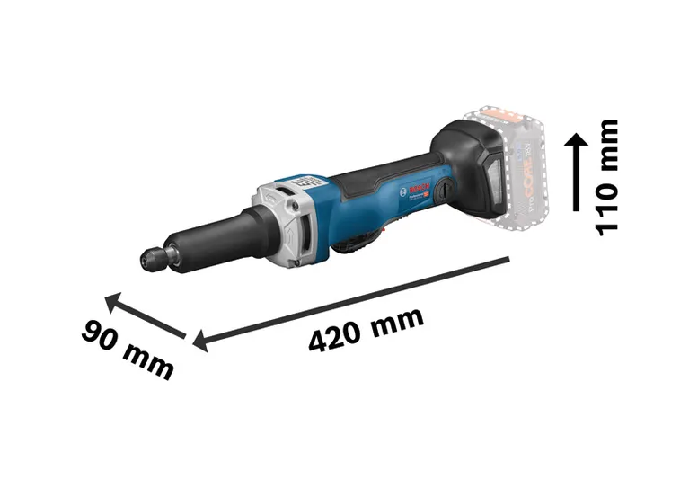 Bosch GGS 18V-23 PLC akülü düz taşlama makinesi, pens tutucu.