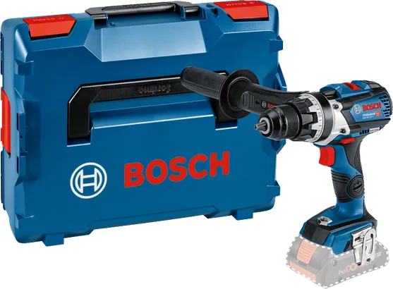Bosch GSR 18V-110 C akülü matkap taşıma çantasıyla birlikte.
