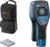 Bosch D-tect 120 duvar tarayıcısı, kılıfı ve pilleriyle birlikte.