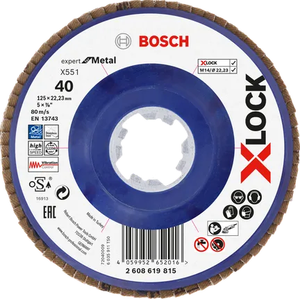 Bosch X-LOCK Flap disk X551 metal için, kum kalınlığı 40.