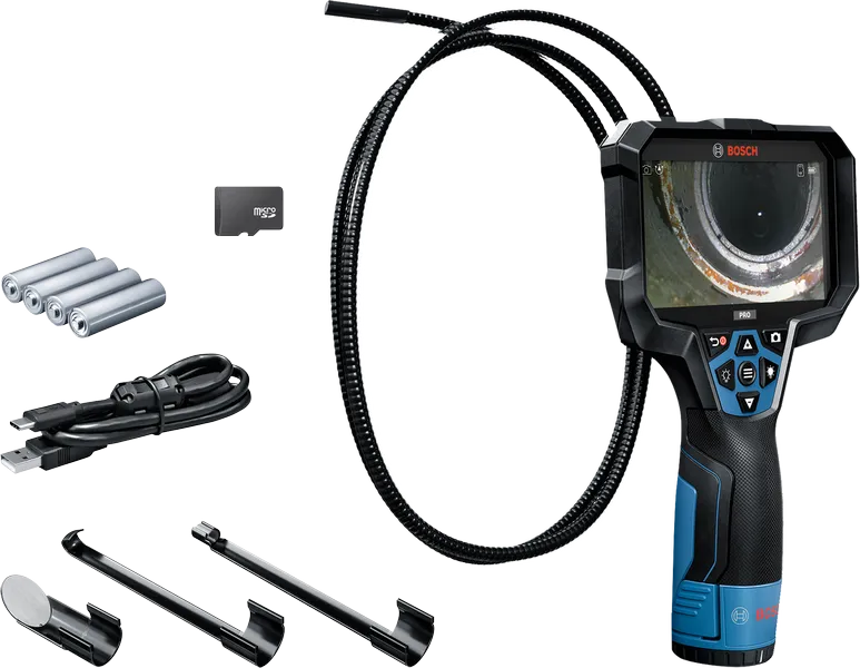 Bosch GIC 12V-5-27 C inceleme kamerası ve aksesuarları.