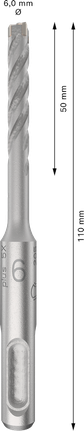 Bosch PRO SDS plus-5X 6mm darbeli matkap ucu, 110mm uzunluk.