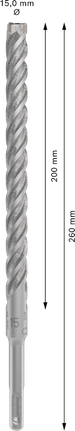 Bosch PRO SDS plus-5X 15mm darbeli matkap ucu, 260mm uzunluk.