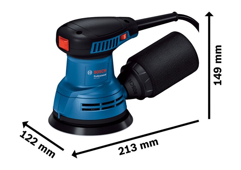 Bosch GEX 125 toz filtreli rastgele yörüngeli zımpara makinesi.