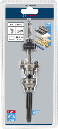 Bosch PRO Q-Lock Arbor SDS plus delik testeresi hızlı değiştirme sistemi.