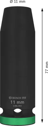Bosch PRO Darbeli Soket 1/2", 11 mm derinlik, 77 mm uzunluk.