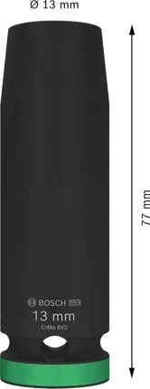Bosch PRO Darbeli Soket 13 mm derinlik, 1/2" sürücü.