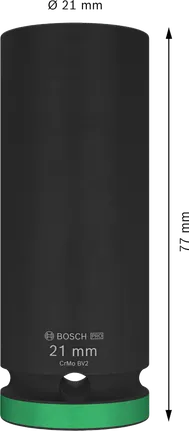 Bosch PRO Darbeli Soket 21 mm derinliğinde, 1/2" sürücülü.