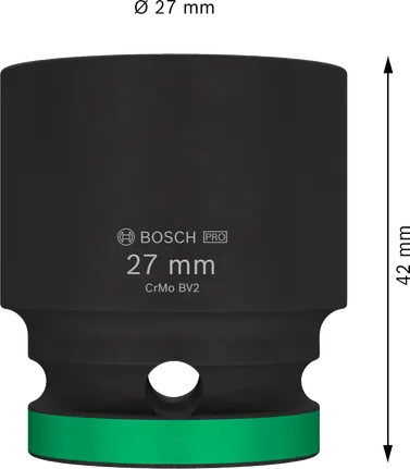 Ağır hizmet tipi sabitleme için Bosch PRO Darbeli Soket 1/2" 27 mm.