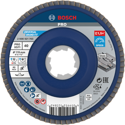 Bosch PRO X571 Flap Disk açılı 115mm G40 X-Lock.