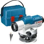 Bosch GOL 20 D optik su terazisi, kutusu ve çekül başlığı ile birlikte.