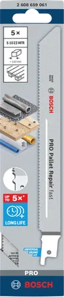 Bosch PRO Palet Tamir Hızlı S1022HFR çift metal testere bıçağı 5'li paket.