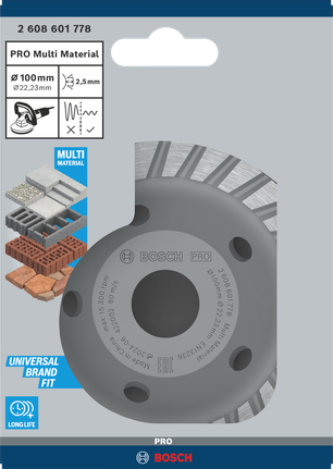 Bosch PRO Çok Malzemeli Taşlama Başlığı 2,5 x 100 x 22,23 mm.