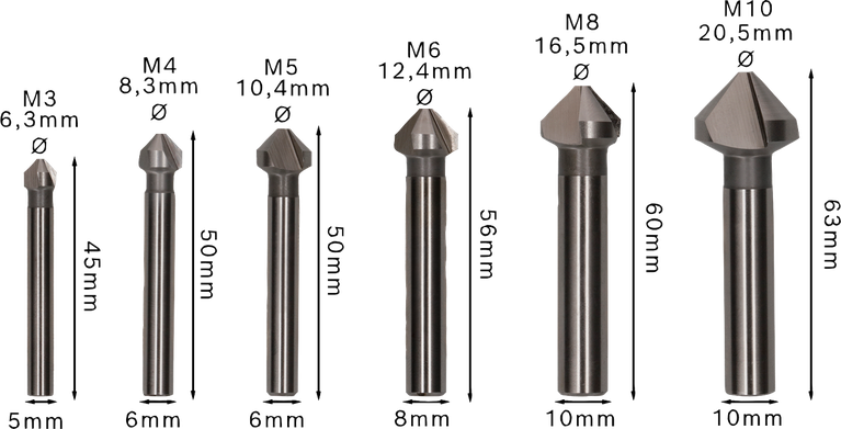 Bosch PRO Soft Metal HSS Havşa Açma Ucu Seti, 6 parça.