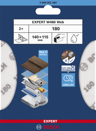 Bosch el zımpara kağıdı 140×115 mm G180.