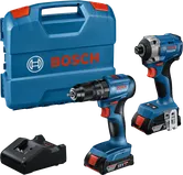 Bosch 18V matkap ve darbeli tornavida seti ve taşıma çantası.
