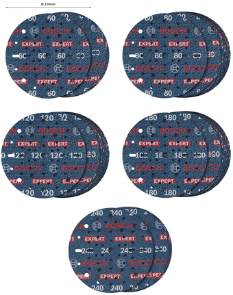Bosch EXPERT O780 folyo zımpara diski seti, 150 mm karışık kum.