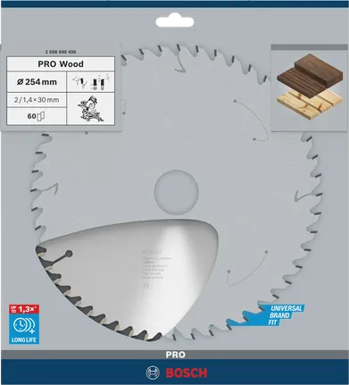 Bosch PRO Ahşap daire testere bıçağı 254×2×30 mm T60.