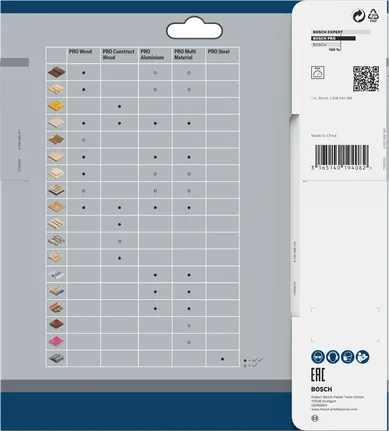 Bosch PRO Ahşap Daire Testere Bıçağı uyumluluk tablosu.