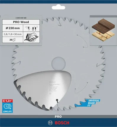 Bosch PRO Ahşap Daire Testere Bıçağı 230 mm, hassas ahşap kesimi için.