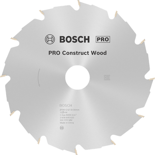 Bosch PRO Construct Wood daire testere bıçağı, 190 mm.