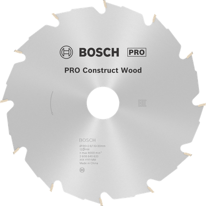 Bosch PRO Construct Wood daire testere bıçağı, 190 mm.