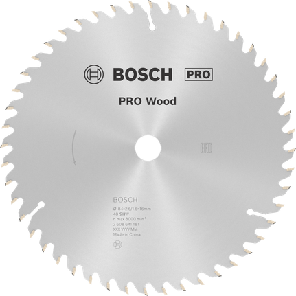 Bosch PRO Ahşap Daire Testere Bıçağı 184 mm T48, temiz kesimler için.
