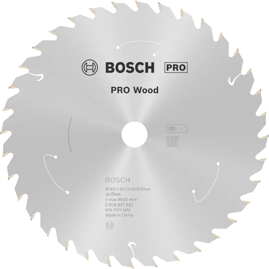 Bosch PRO Wood akülü daire testere bıçağı T36, 165 mm.