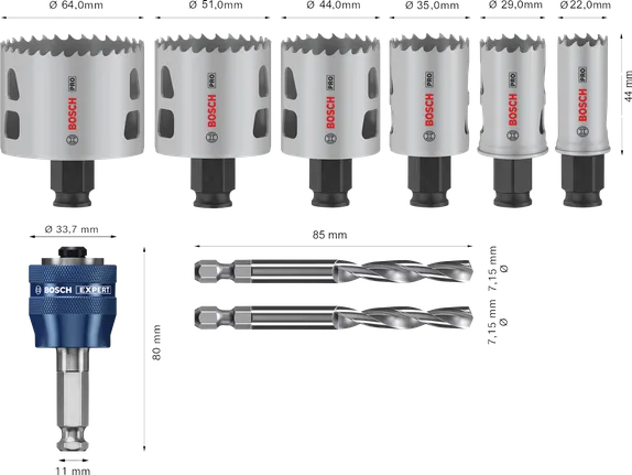 Bosch PRO Multi Material PC Plus Delik Testeresi Seti, 9 parça.